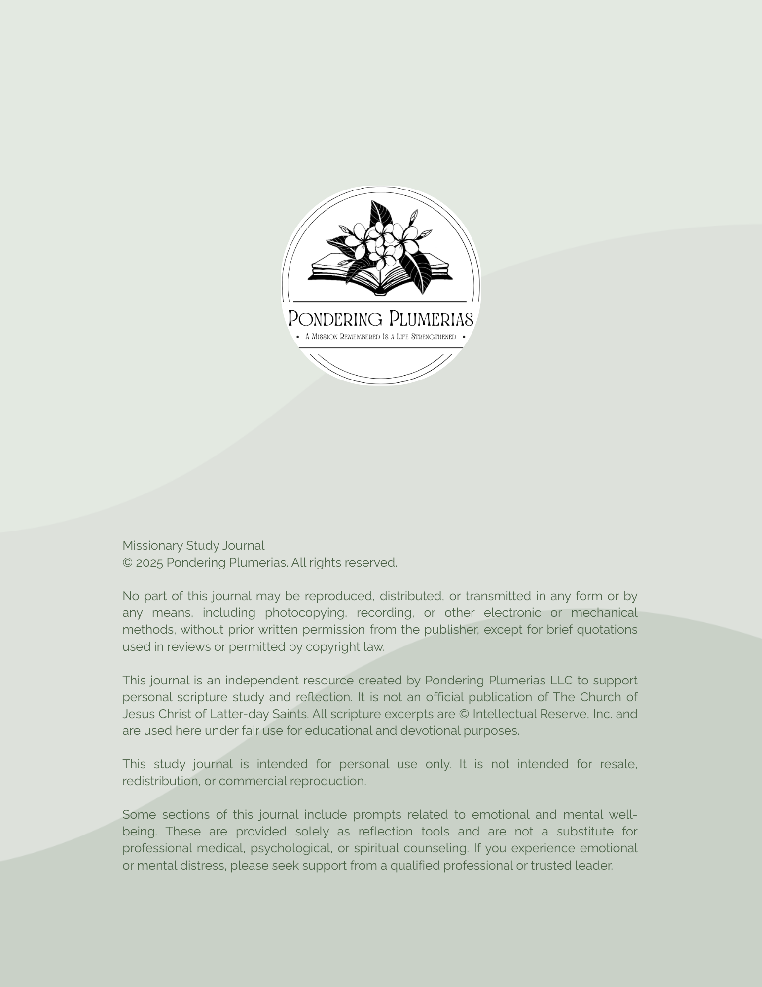 Missionary Study Journal - Green Tree Design - Spiral - RS Format