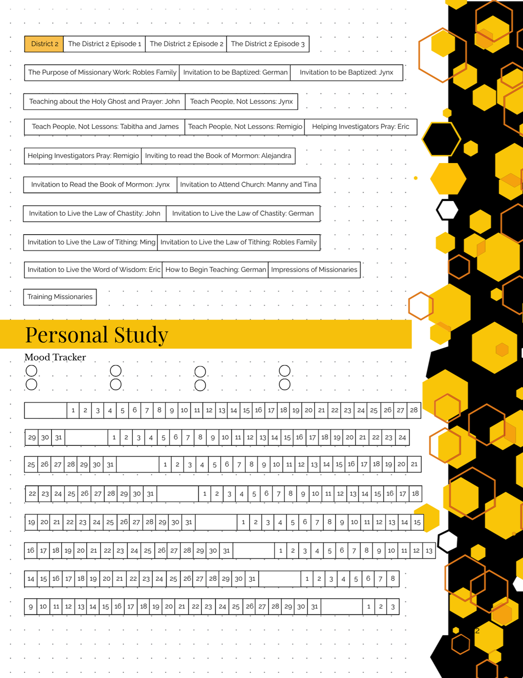 Missionary Study Journal - Geometric Beehive Design - Spiral - ST2 Format