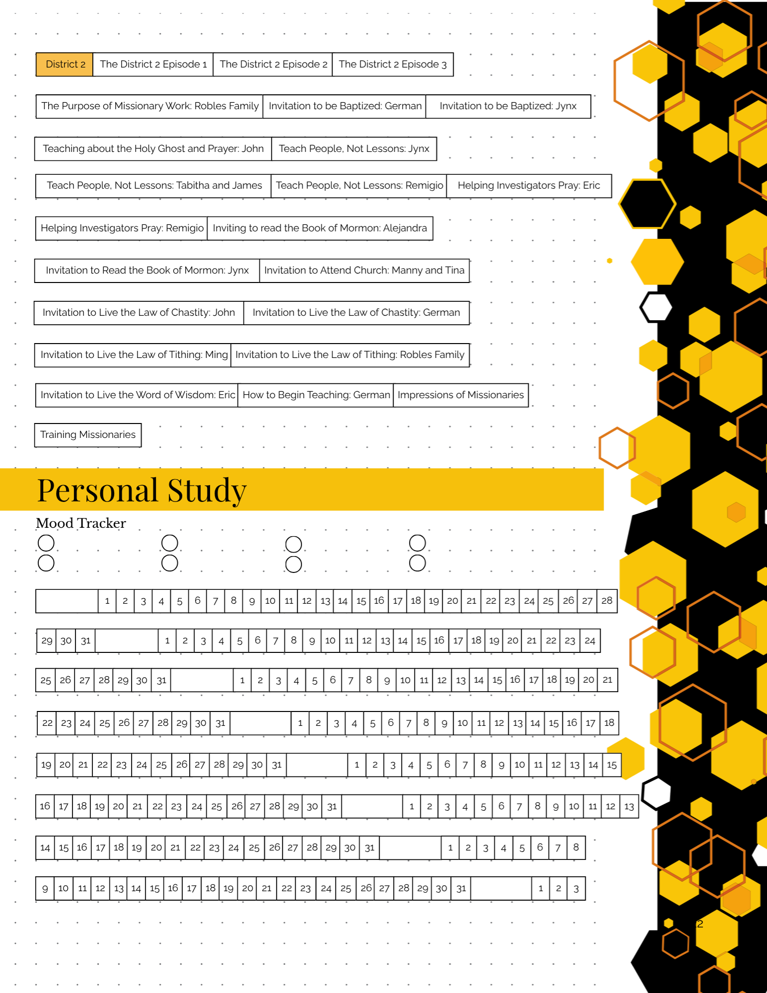 Missionary Study Journal - Geometric Beehive Design - Spiral - ST2 Format