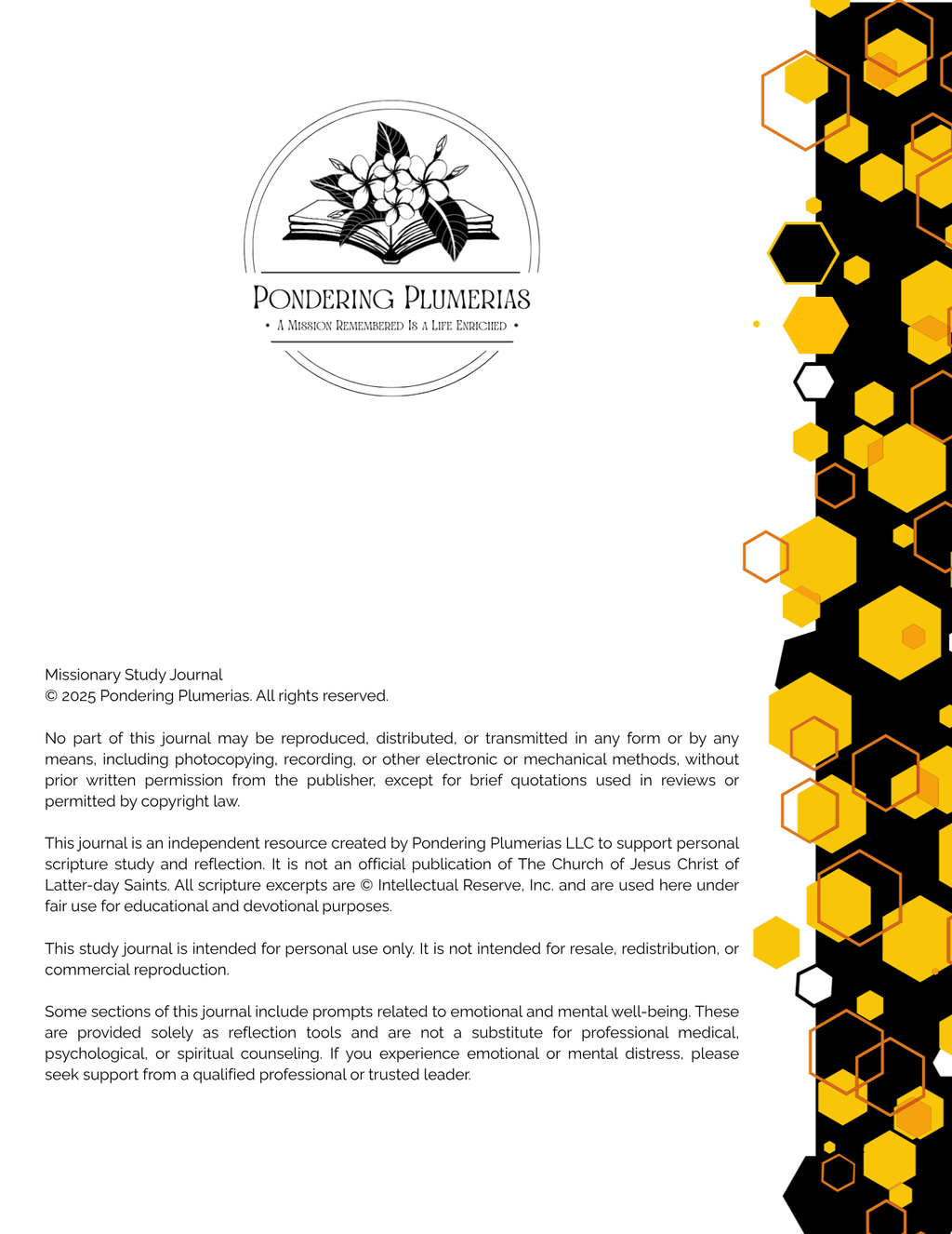 Missionary Study Journal - Geometric Beehive Design - Spiral - ST2 Format