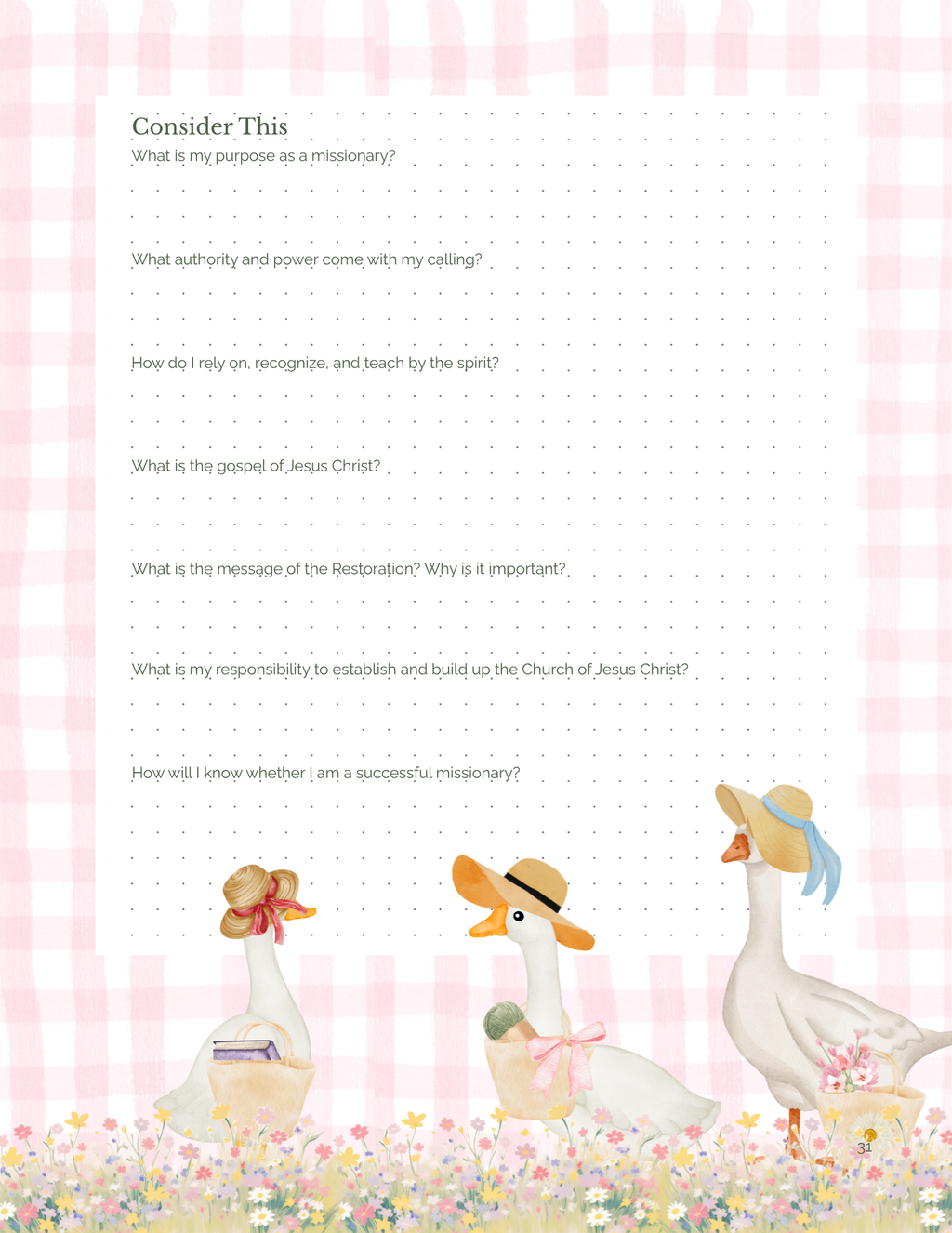 Missionary Study Journal - Goose Gingham Design - Spiral - RS Format