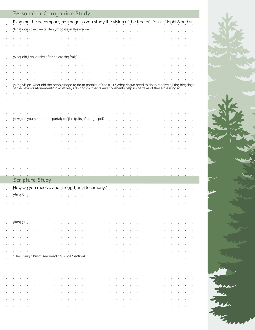 Missionary Study Journal - Green Tree Design - Spiral - RS Format