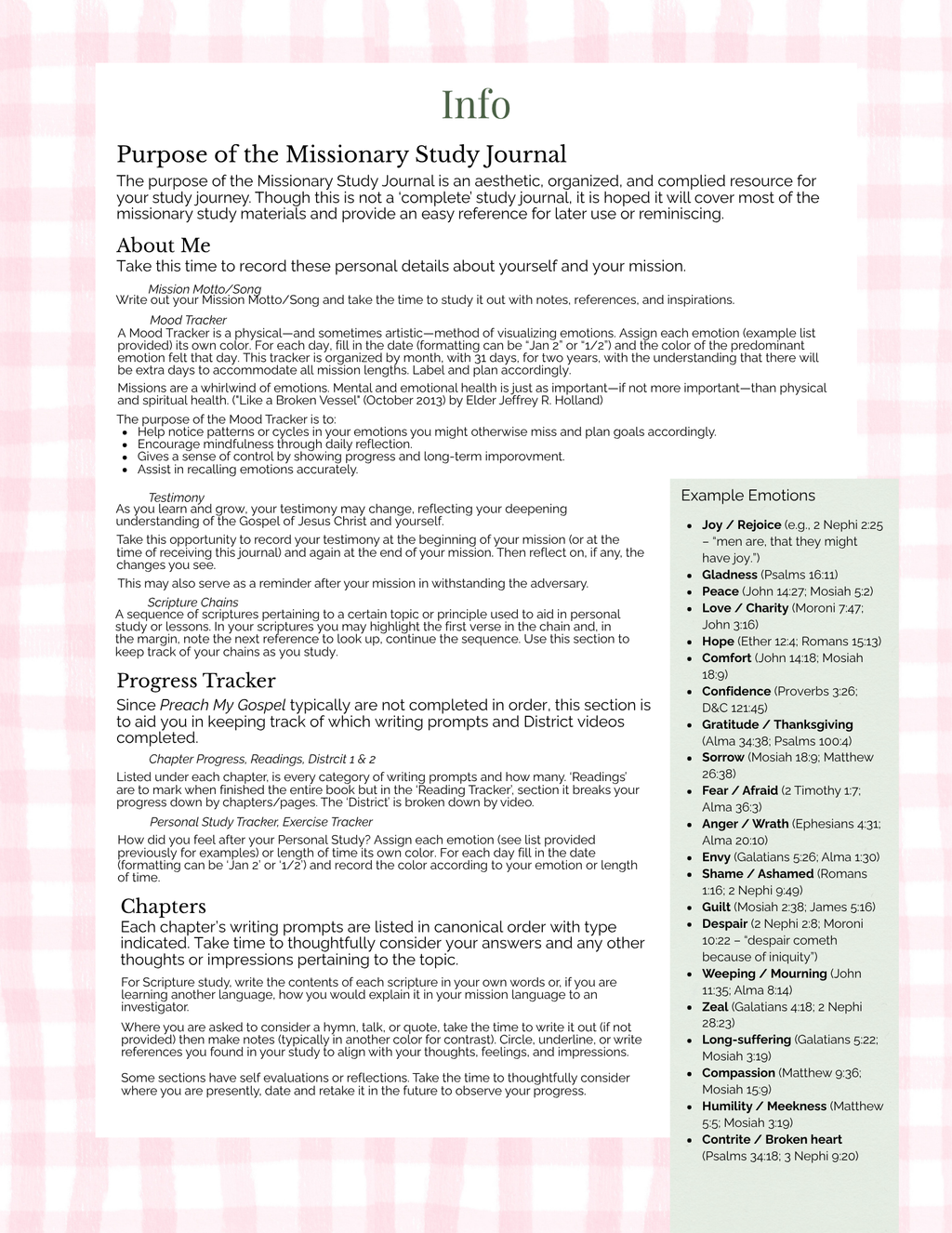 Missionary Study Journal - Goose Gingham Design - Spiral - RS Format