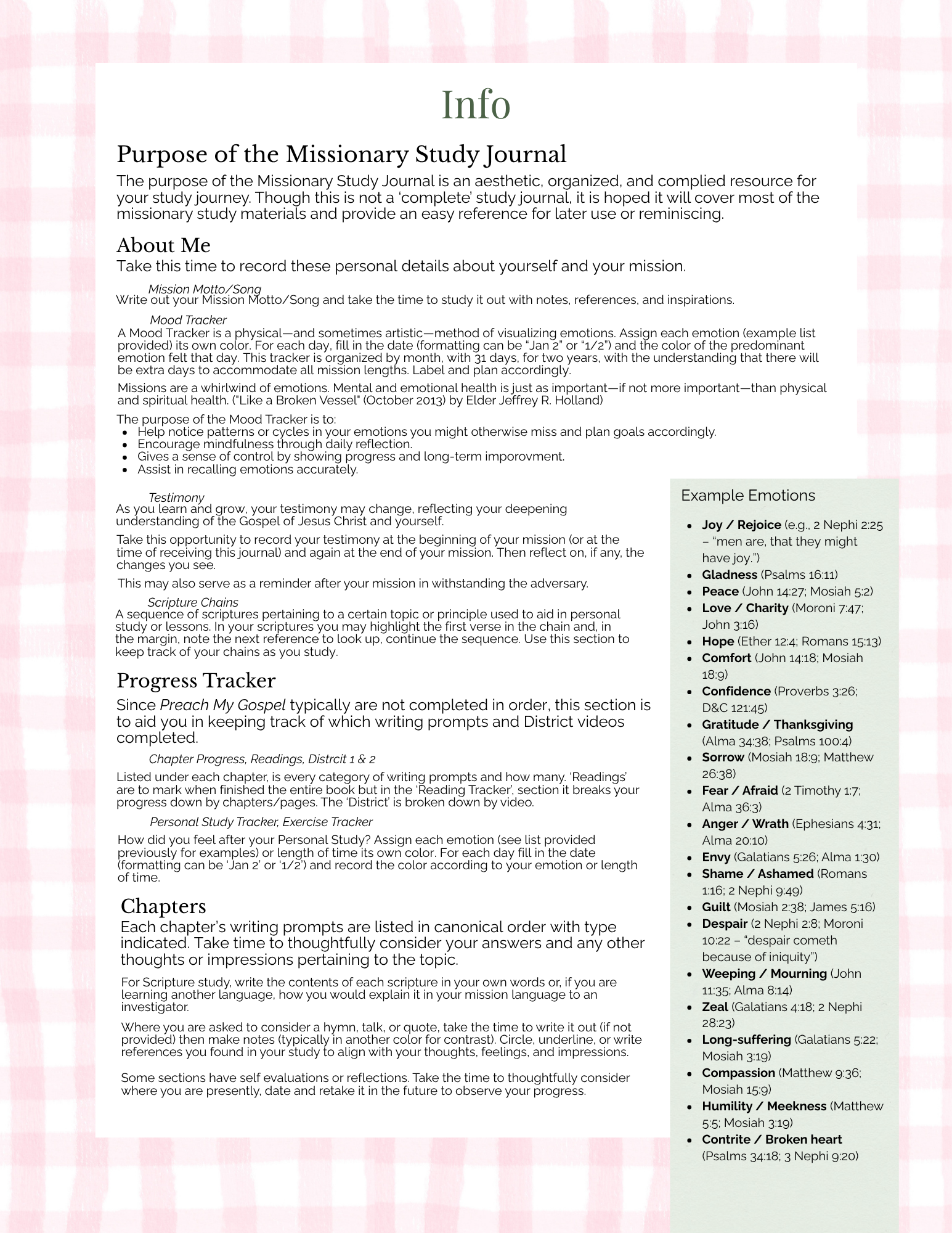 Missionary Study Journal - Goose Gingham Design - Spiral - RS Format