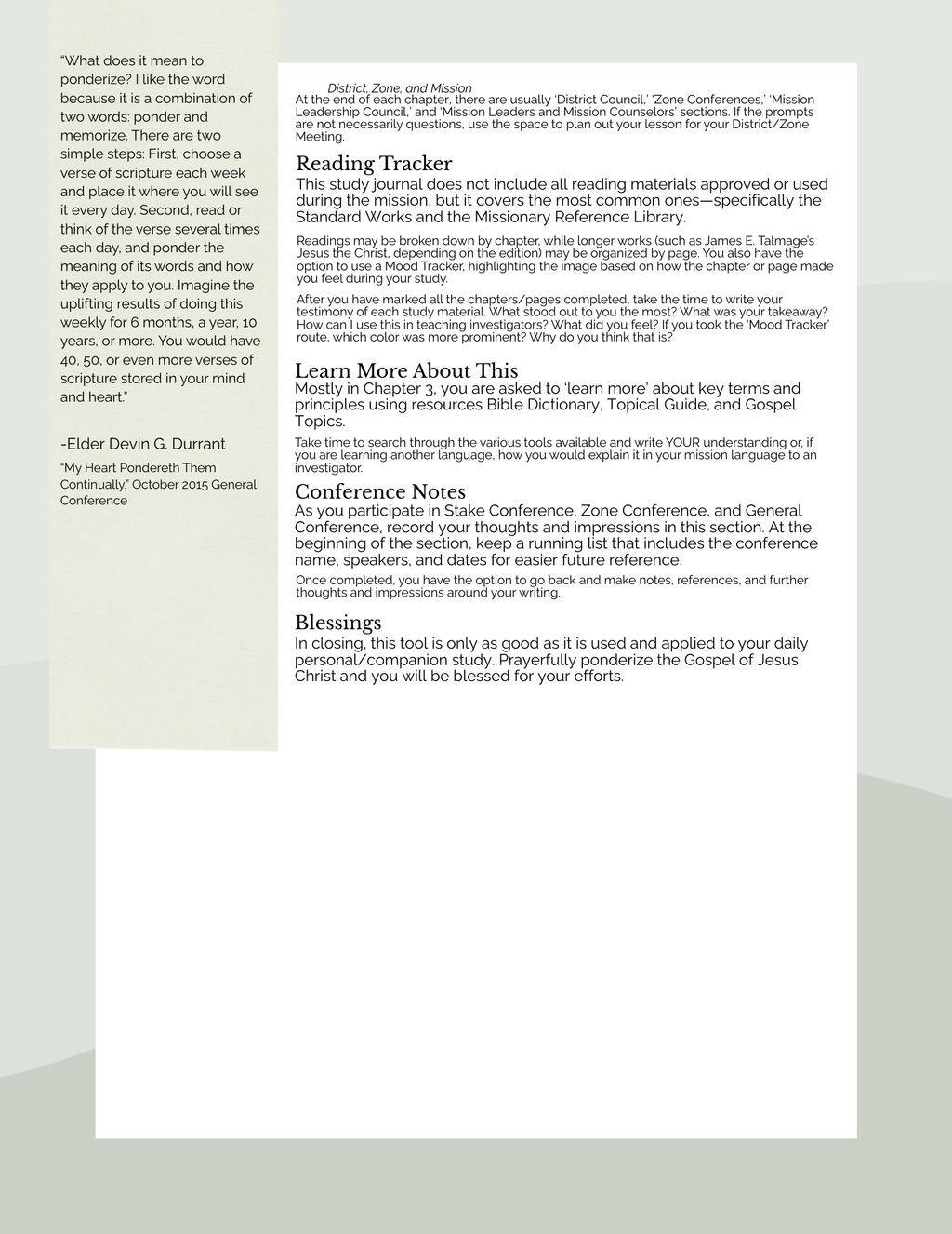 Missionary Study Journal - Green Tree Design - Spiral - RS Format