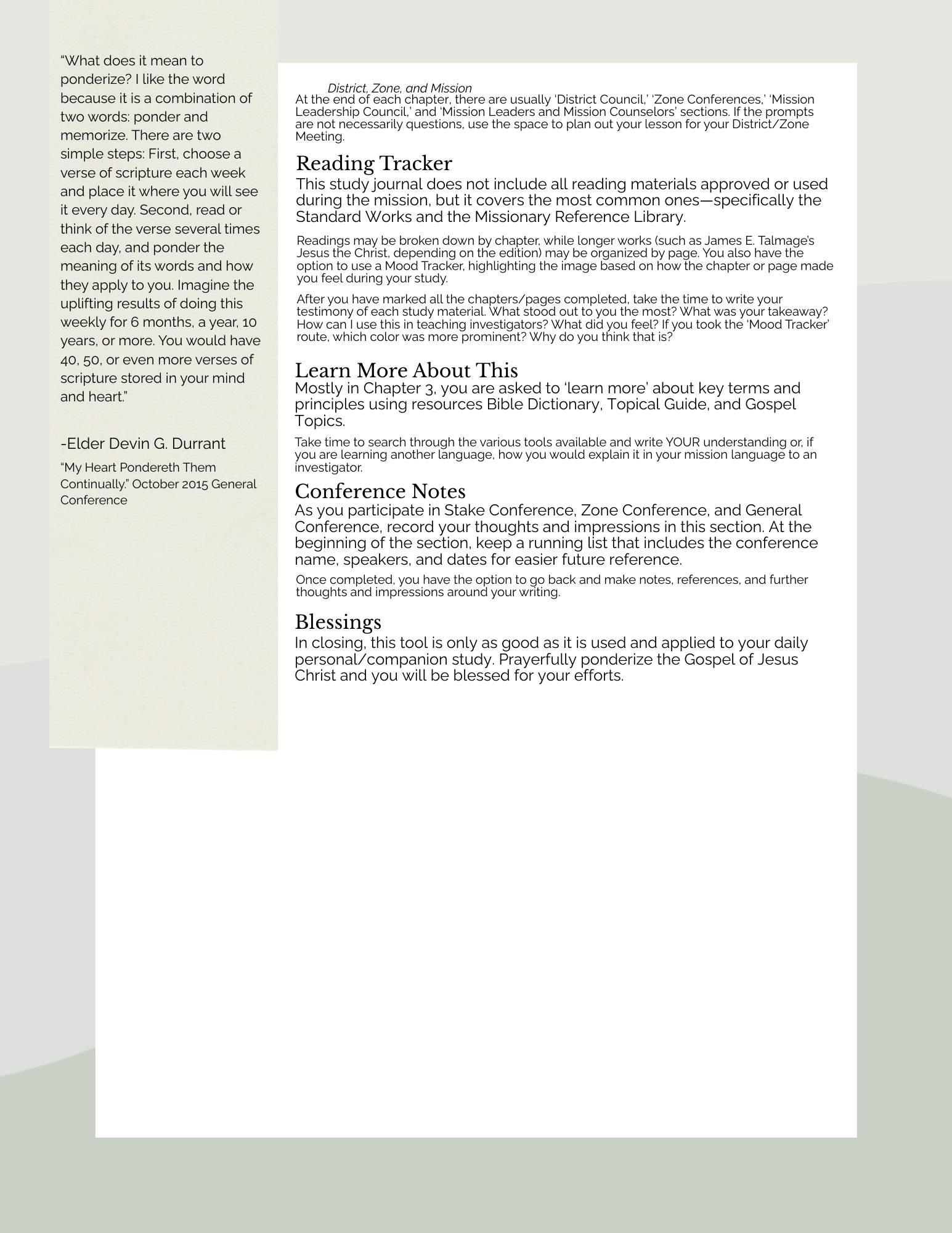 Missionary Study Journal - Green Tree Design - Spiral - RS Format