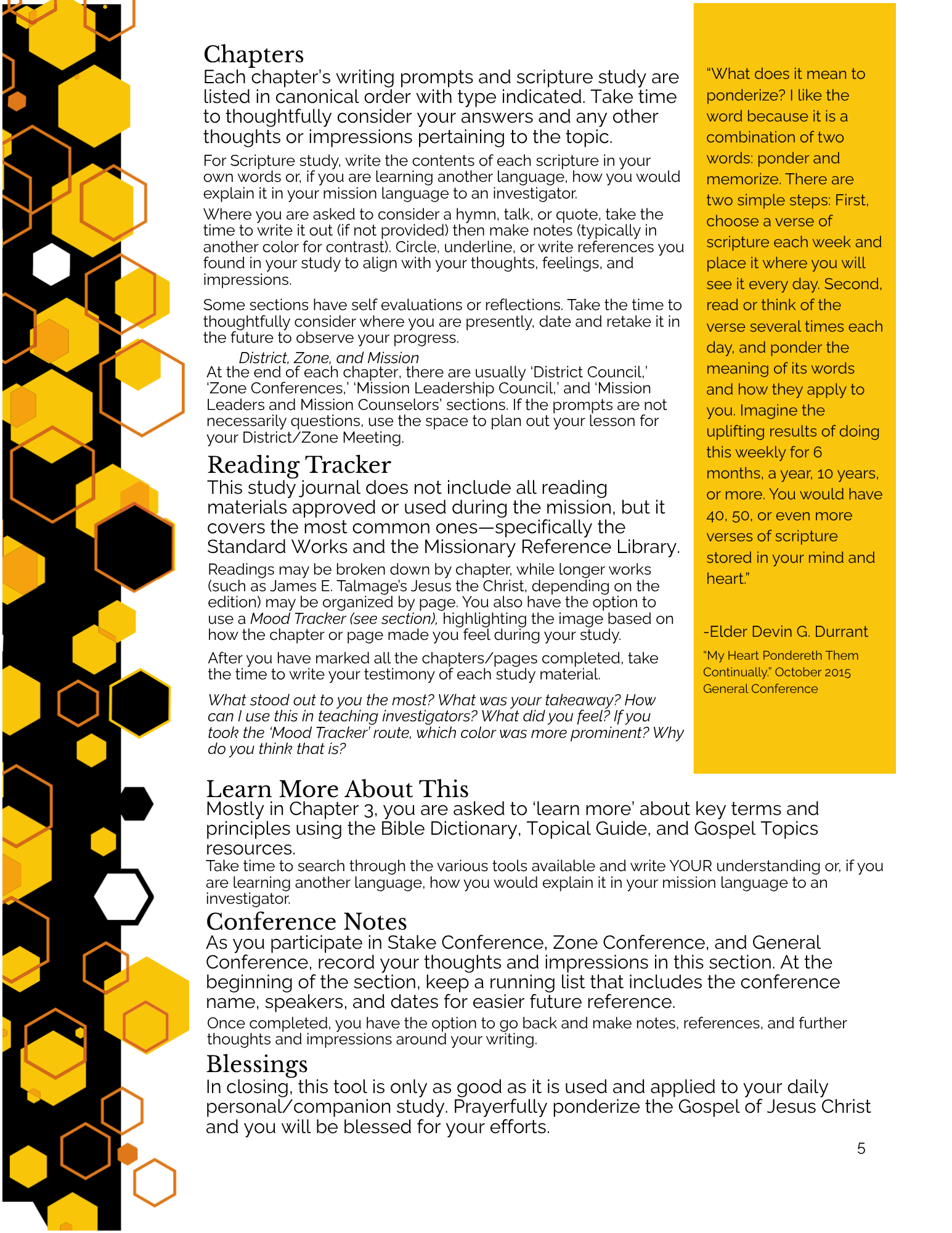 Missionary Study Journal - Geometric Beehive Design - Spiral - ST2 Format