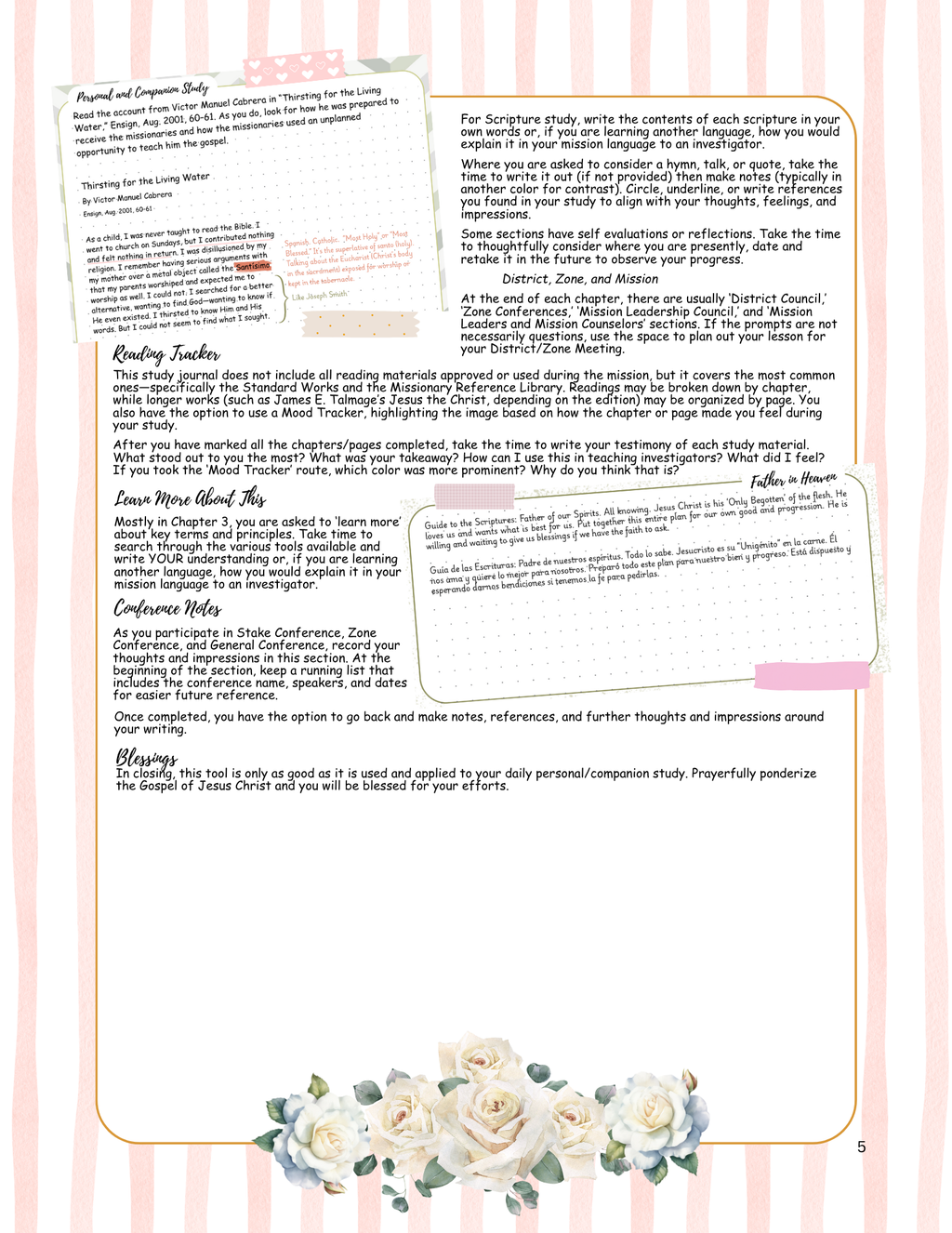 Missionary Study Journal - Vintage Roses Design - Spiral - ST Format