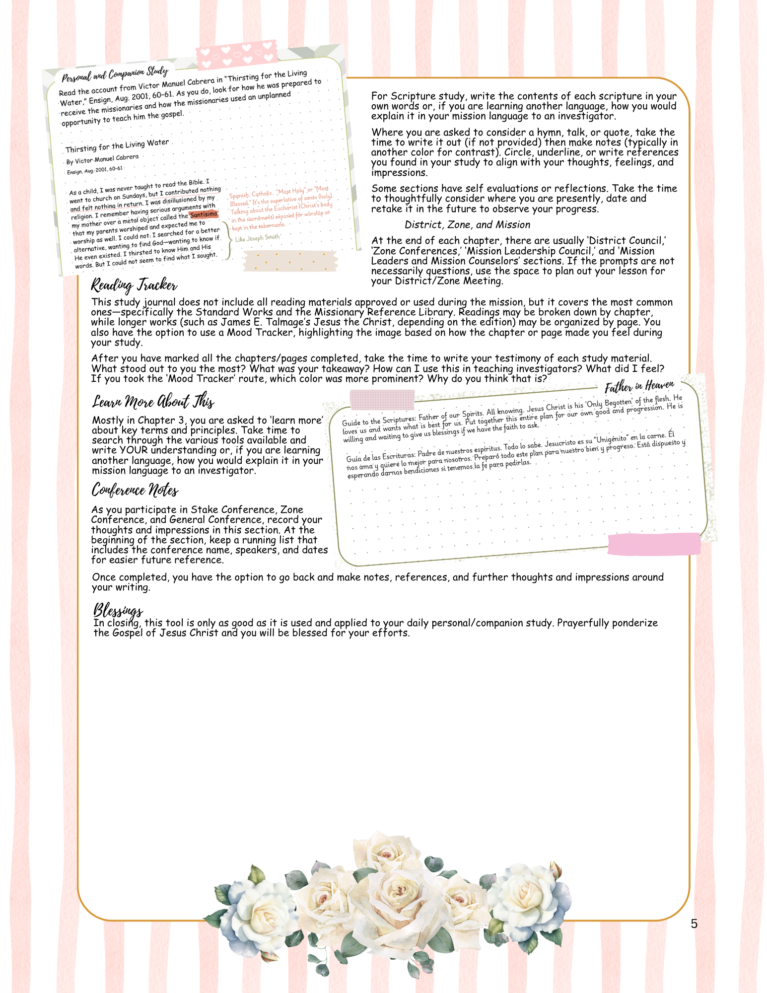 Missionary Study Journal - Vintage Roses Design - Spiral - ST Format